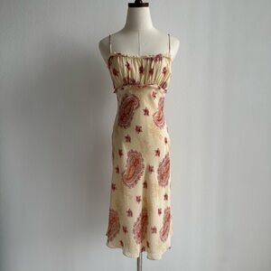 Express Paisley Midi Milkmaid Slip Dress